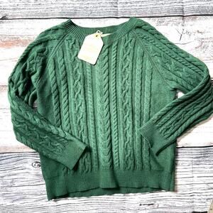 Telluride Clothing Company Boys Cable Knit Sweater, Green, Large / 14, NWT, Crew